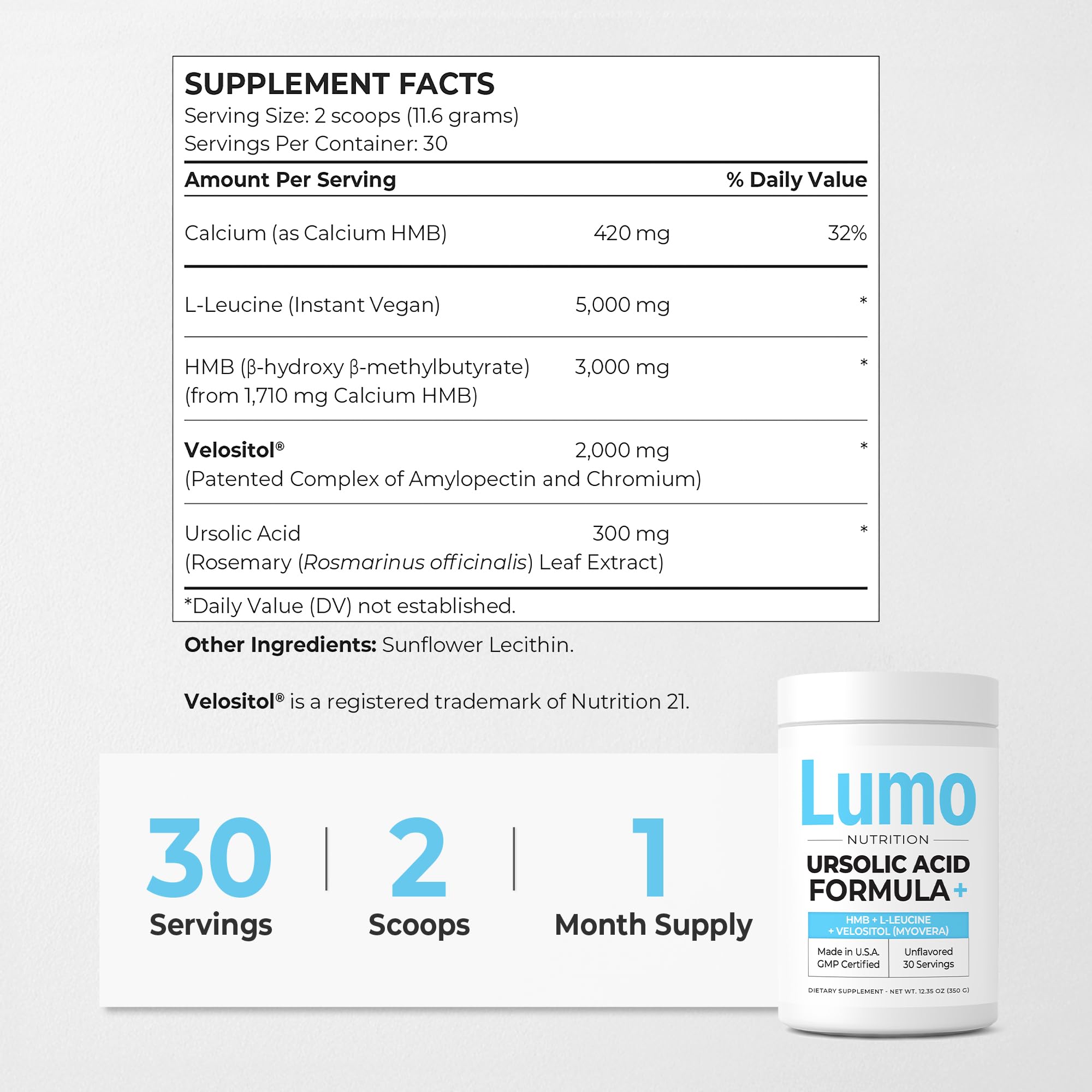 Ursolic Acid Formula+ With HMB, Leucine, Velositol (Now MyoVera)